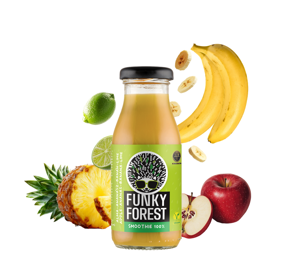Funky Forest® 100%-os smoothie, alma–ananász–banán–lime 200 ml